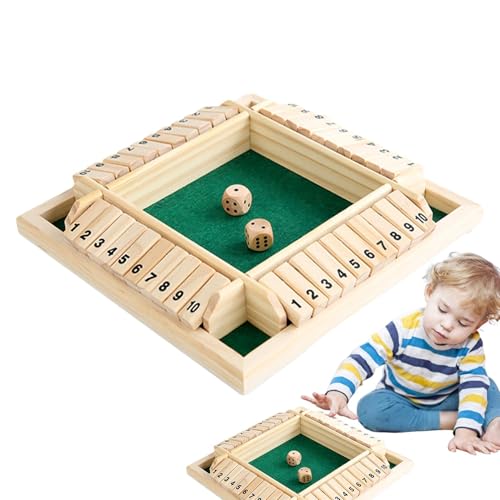 Fuuxtci Shut The Box Würfelspiel Spiel 4 Spieler, Würfel Klassische Tischspiele Für Klassenzimmer, Holz Brettspiel, Mathematik Lernspielzeug, Brettspiele Urlaub Unterhaltsames Spiel Kneipenspiele von Fuuxtci