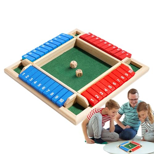 Fuuxtci Shut The Box Würfelspiel Spiel 4 Spieler, Würfel Klassische Tischspiele Für Klassenzimmer, Holz Brettspiel, Mathematik Lernspielzeug, Brettspiele Urlaub Unterhaltsames Spiel Kneipenspiele von Fuuxtci