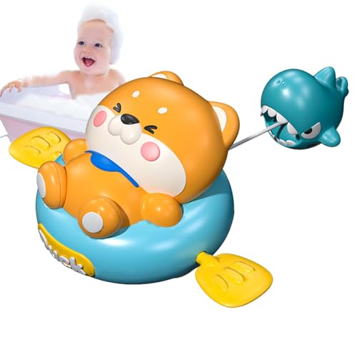 Fuuxtci Zugschnur-Badespielzeug,Badewannenspielzeug Zugschnur - Tierförmiges Wasserbadewannenspielzeug | Interaktives Badespielzeug, Wasserbadspaß, Zugschnurspielzeug für Jungen und Mädchen von Fuuxtci