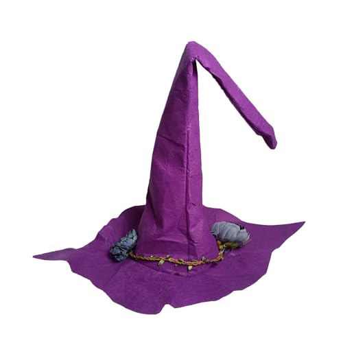 FuuxtciWeicher Hexenhut Als Partyzubehör - Hexenhut Halloween, Blumenfilz-Hexe-Kostüm-Spitzhut Für Halloween-Cosplay-Kopf-Dekoration von Fuuxtci