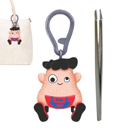 Mr Plucky Toy, 2024 Bestes Haar Zupfen Zappeln Spielzeug, Spielzeug Zum Zupfen Von Haaren, Haut Zupfen Spielzeug Mit Pinzette, Fidget Sensory Toy, Stress Relief Spielzeug Für Sensorik Keychain Toys von Fuuxtci