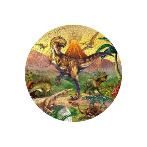 Fuwraixis Kinder-Bodenpuzzle, Kinder-Puzzle Dinosaurier, 1000 Teile kreisförmiges Puzzle, Kinder Lernspielzeug, Geschenk für Kinder und Erwachsene über 7 Jahre alt von Fuwraixis