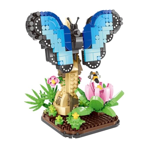 Fuwraixis Schmetterling Miniatur-Baustein-Set, Clip-on-Baustein-Modelle aus der Forever Flowers Serie，Ornament zum Sammeln mit Sockel, Geschenk für Kinder ab 6 Jahren (466 Teile) von Fuwraixis