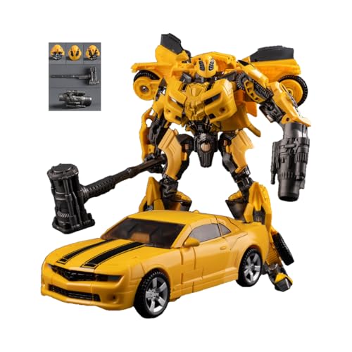 Fuwraixis Transformieren Roboter Spielzeug，2 in 1 Transforming Roboter Modell，Bumblebee-Automodell，Mit Einer Vielzahl von Waffen und Kopfformen，Geschenk für Kinder ab 6 Jahren und Erwachsene von Fuwraixis