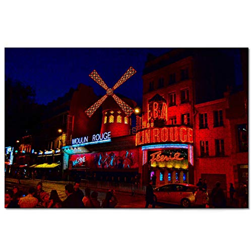 Frankreich Moulin Rouge Paris 1000 Teiliges Puzzle für Erwachsene und Familien Reise Geschenk Souvenir aus Holz 30x20 Zoll von Fxdiy