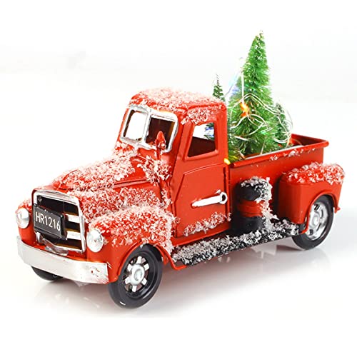 Fxndknjks Vintage Red Truck Weihnachtsdekor Handgefertigtes rotes -Auto-Modell 6,7 Metall für, C von Fxndknjks