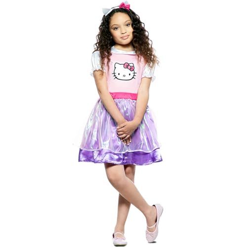 Fyasa Hello Kitty Kostüm Kleid mit Haarreif für Kinder 3-12 Jahre rosa lila Geburtstag Fasching Karneval (10-12 Jahre) von Fyasa