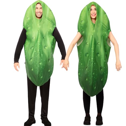 Fyasa Saure Gurken Kostüm Green Pickle für Erwachsene Gr. M/L grün Fasching Karneval Spaßkostüm Paarkostüm Unisex von Fyasa