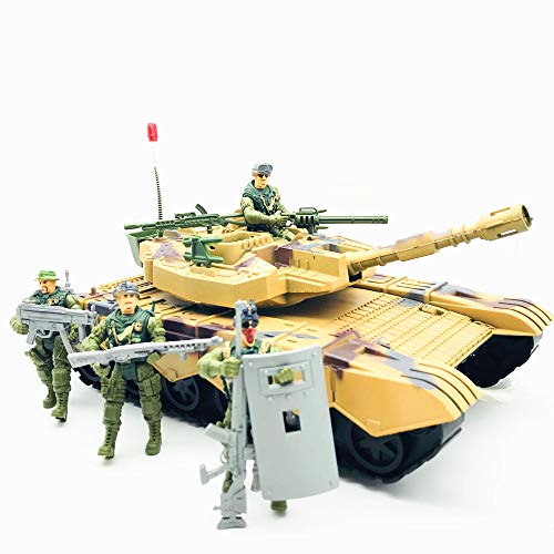 Fycooler Gepanzerte Kampffahrzeuge Armee Panzer Spielzeug,Kinder Militär Panzer Modell Spielzeug Kampfpanzer mit Figur-Modellbausätze militär Figuren 1/18 von Fycooler