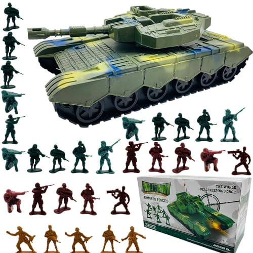 Fycooler Militär Spielzeug Panzer Armee Sets , Militär Kinder Spielzeug Panzer Militärtransportpanzer mit 30pcs - Militärsoldaten Jungen Battle Geschenkbox-Set Trägheitsantriebstank für Kinder Jungen von Fycooler