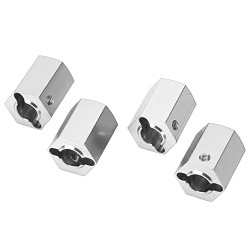 Fydun 4 Stück 12 Mm Sechskant-Radnaben-Adapter, Ersatz-Aluminiumlegierung, RC-Autoteile mit Schraubenschlüssel für 1/10 Ferngesteuertes Auto, Dunkelblau (Silver) von Fydun