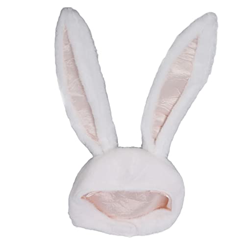 Fyearfly Lustige Plüsch Bunny Hut, Cosplay Bunny Hat Partys Cosplay Weiß Plüsch Kapuze Spaß Bunny Ohren Hut für Frauen Männer von Fyearfly