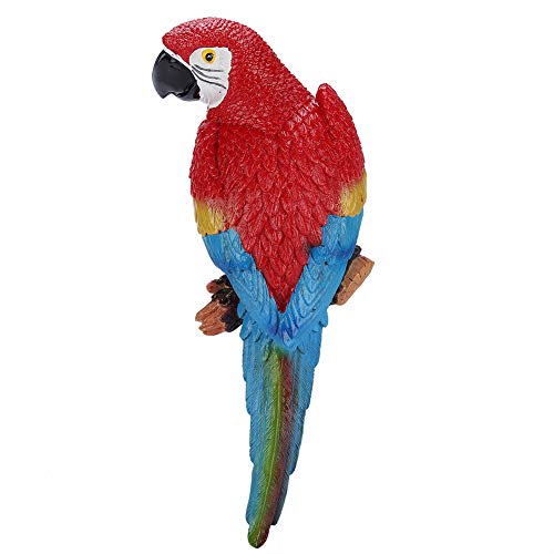 Realistische Papageienvögel Figuren, Simulation Papagei Spielzeug, Harz Lifelike Vogelschmuck Figur, Papageienmodell Spielzeuggarten Skulptur Wanddekoration (Nr. 1 rotes Recht) von Fyearfly