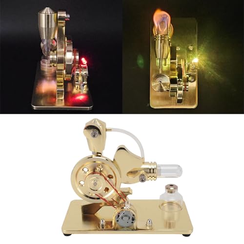 Stirlingmotor-Motor-Kit, Mini-Heißluft-Stirlingmotor-Motormodell, Streaming-Leistung, Physik-Experiment, Lernspielzeug, Lernspielzeug für Wissenschaftliche Experimente (Gold) von Fyearfly