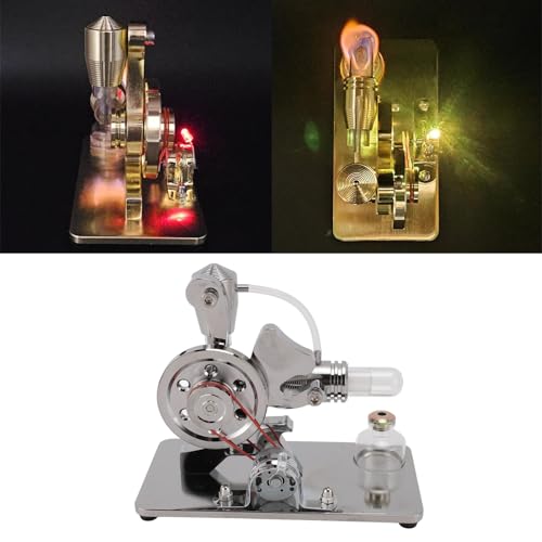 Stirlingmotor-Motor-Kit, Mini-Heißluft-Stirlingmotor-Motormodell, Streaming-Leistung, Physik-Experiment, Lernspielzeug, Lernspielzeug für Wissenschaftliche Experimente (Silber) von Fyearfly