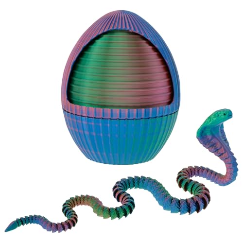 Fyeme 3D Gedrucktes Schlangenei Spielzeug Schlange Simulationsschlange 3D-Gedruckte Schlange mit Ei für Ostergeschenke Geburtstagsgeschenke Erwachsene Kinder Geschenke (Blau) von Fyeme