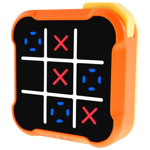 Tic Tac Toe Elektronisch 3in1 90×90×28mm Tic Tac Toe Mini Gedankenspiele Tragbar Tic Tac Toe Spiel Reise Familienspiel für Jungen Mädchen und Erwachsene ab 3 Jahren (Orange) von Fyeme