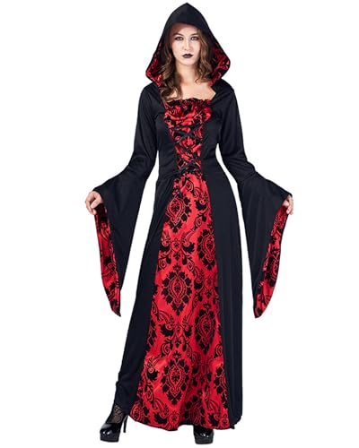 Halloween Herren Vampirkostüme Langarm Tops Hose und Umhang für Cosplay Maskerade Rollenspiel Party Outfits (Vampir-Adlige Frau, Einheitsgröße) von Fylovery