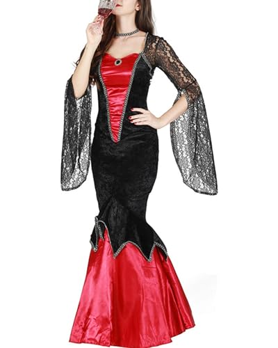 Halloween Herren Vampirkostüme Langarm Tops Hose und Umhang für Cosplay Maskerade Rollenspiel Party Outfits (Vampirgräfin, Einheitsgröße) von Fylovery