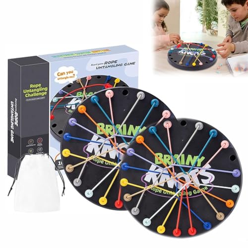 Brainy Knots Seil-Entwirrungsspiel, Puzzlespiel mit gedrehten Seilen, Strategie-Brettspiel for den Tisch, interaktives Lernspielzeug und logisches Denkspielzeug for Kinder und Erwachsene(2PCS) von Fzysjve