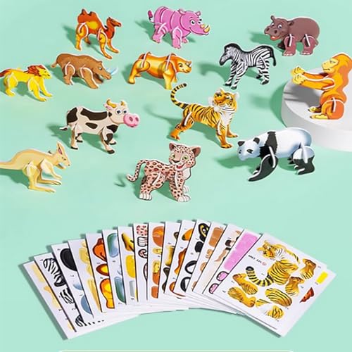 Fzysjve Ally Pocket 3D-Puzzles, 3D-Cartoon-Puzzle for Kinder, pädagogisches 3D-Cartoon-Puzzle, Tiere/Dinosaurier/Flugzeuge/Insekten 3D-Puzzles DIY Kunsthandwerk Geschenke for Jungen und Mädchen von Fzysjve