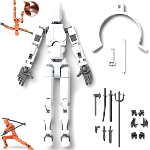 Fzysjve Dummy13 Magnetisches Actionfiguren Set, T13 Actionfiguren Set, 3D-gedrucktes DIY Zusammenbauspielzeug, 3D gedruckte vollbewegliche Actionfigur mit Ständer(White black) von Fzysjve