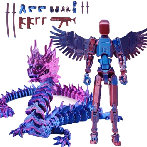 Fzysjve T13 Actionfigur, Titan 13 Actionfigur mit Drache, 3D Gedruckter Roboter mit mehreren Gelenken, beweglich, Dummy 13 Actionfigur, Schreibtischdekoration for Spieleliebhaber(Blue,God Loong) von Fzysjve