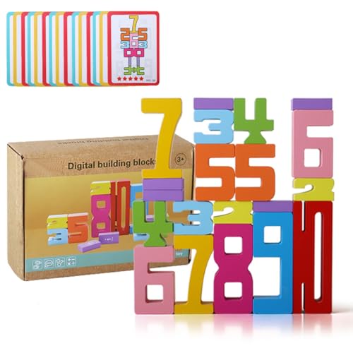 Fzysjve Wooden Number Building Blocks, 1-10 Number Game Balance Competition Toy, Wooden Number Blocks, Digit Blocks, Friends of 10 Blocks, Gift for Boys Girls von Fzysjve