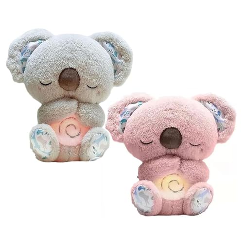 Mushplushies atmender Teddy, Koala zur Angstlinderung, beruhigender atmender Otter, schlafender Koalabär mit Musiklichtern und rhythmischer Atembewegung, lindert Angst und hilft beim Einschlafen(A+B) von Fzysjve