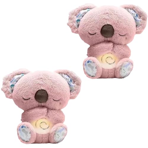 Mushplushies atmender Teddy, Koala zur Angstlinderung, beruhigender atmender Otter, schlafender Koalabär mit Musiklichtern und rhythmischer Atembewegung, lindert Angst und hilft beim Einschlafen(2pcs von Fzysjve