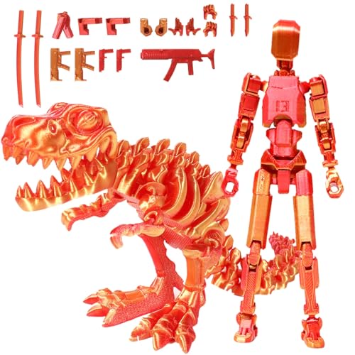 T13-Actionfigur, T 13-Actionfigur mit Drachen-Reittier, Dummy-13-Actionfigur, 3D-gedruckte Actionfigur, Roboter-Actionfigur mit voller Beweglichkeit for Sammler-Desktop-Dekorationen(Red,Tyrannosaurus) von Fzysjve