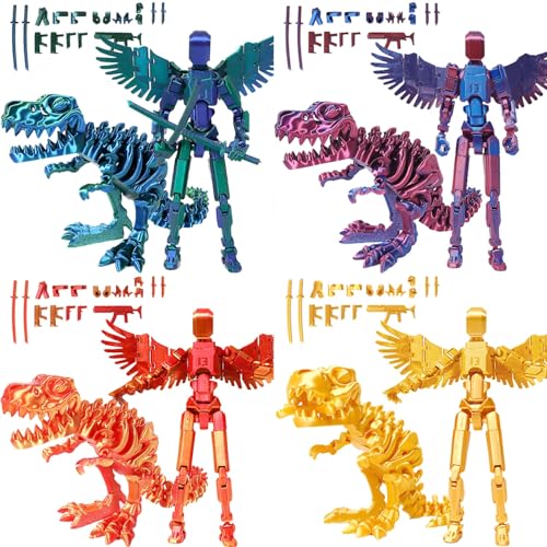 T13 Actionfigur, Titan 13 Actionfigur mit Drache, 3D gedruckter Roboter mit mehreren Gelenken, beweglich, Dummy 13 Actionfigur, Schreibtischdekoration for Spieleliebhaber(4 colors,Tyrannosaurus) von Fzysjve