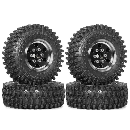 Fzzuzdlap 4 Stück 55 mm 1,0 Metall-Beadlock-Radreifen für 1/18 1/24 RC Crawler Car TRX4M SCX24 Upgrade-Teile Zubehör Schwarz von Fzzuzdlap