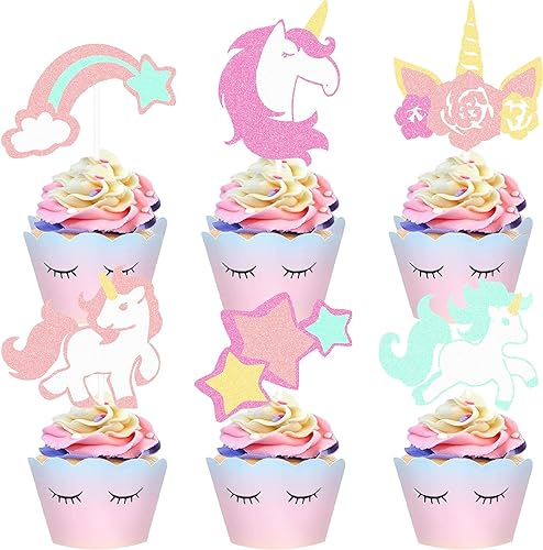 Einhorn Geburtstags Kuchen Deko Glitter Einhorn Tortendeko Glitter Technisches Fahrzeug Cake Topper Einhorn Thema Birthday Party Dekoration Supplies von G-LOVELY'S