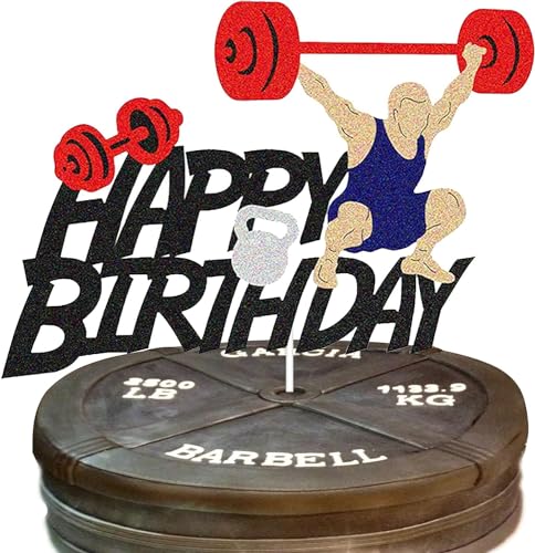 Fitness Kuchen Dekorationen, Powerlifter Cake Topper, Gym Kuchendeko, Happy Birthday Cake Topper Kuchenaufsatz für Fitness Party Dekorationen von G-LOVELY'S