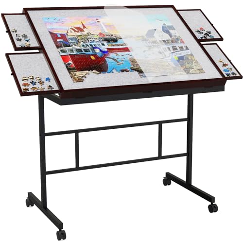 G TALECO GEAR Puzzletisch 1500 Teile, Verstellbarer Puzzletisch mit fünf nach Oben gerichteten Winkeln und Schubladen, Puzzlebrett mit Schubladen, Puzzletische für Erwachsene von G TALECO GEAR