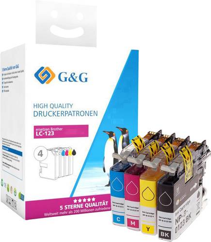 G&G Druckerpatrone ersetzt Brother LC-123BK, LC-123C, LC-123M, LC-123Y Kompatibel Kombi-Pack Schwarz von G&G