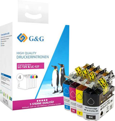 G&G Druckerpatrone ersetzt Brother LC-127XLBK, LC-125XLC, LC-125XLM, LC-125XLY Kompatibel Kombi-Pack von G&G