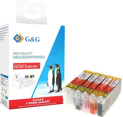 G&G Druckerpatrone ersetzt Canon PGI-550PGBK XL, CLI-551BK XL, CLI-551C XL, CLI-551M XL, CLI551Y XL von G&G