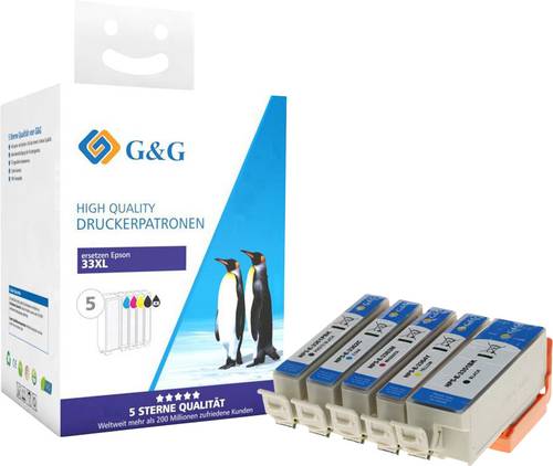 G&G Druckerpatrone ersetzt Epson 33XL, T3357, T3351, T3361, T3362, T3363, T3364 Kompatibel Kombi-Pac von G&G