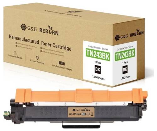 G&G Toner ersetzt Brother TN-243BK Kompatibel Schwarz 1000 Seiten Reborn remanufactured 21180 von G&G