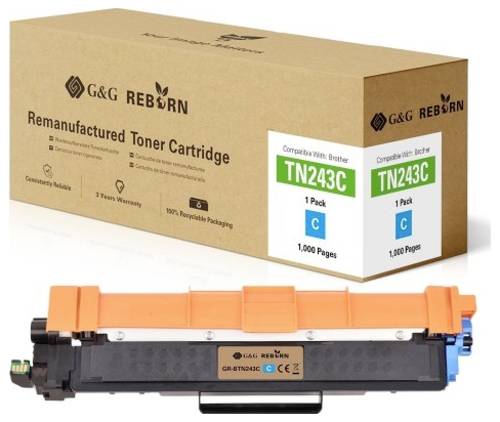 G&G Toner ersetzt Brother TN-243C Kompatibel Cyan 1000 Seiten Reborn remanufactured 21181 von G&G