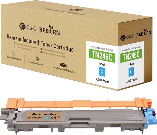 G&G Toner ersetzt Brother TN-246C Kompatibel Cyan 2200 Seiten Reborn remanufactured 21196 von G&G