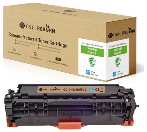 G&G Toner ersetzt HP, Canon 304A, 305A, 312A, 718C Kompatibel Cyan 2800 Seiten Reborn remanufactured von G&G