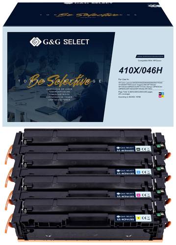 G&G Toner ersetzt HP, Canon 410X, 046H Kompatibel Kombi-Pack Schwarz, Cyan, Magenta, Gelb GS-H410X-4 von G&G