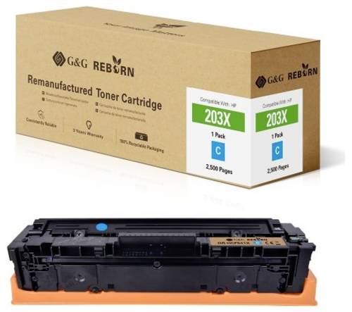 G&G Toner ersetzt HP 203X Kompatibel Cyan 2500 Seiten Reborn remanufactured 21266 von G&G