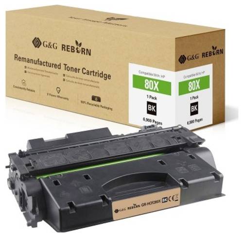 G&G Toner ersetzt HP 80X Kompatibel Schwarz 6900 Seiten Reborn remanufactured 21253 von G&G