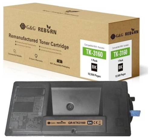 G&G Toner ersetzt Kyocera TK-3160 Kompatibel Schwarz 12500 Seiten Reborn remanufactured 21295 von G&G