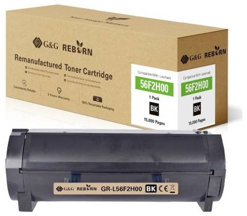 G&G Toner ersetzt Lexmark 56F2H00 Kompatibel Schwarz 15000 Seiten Reborn remanufactured 21312 von G&G