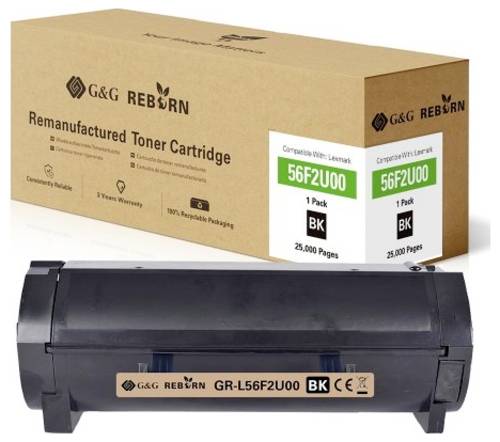 G&G Toner ersetzt Lexmark 56F2U00 Kompatibel Schwarz 25000 Seiten Reborn remanufactured 21313 von G&G